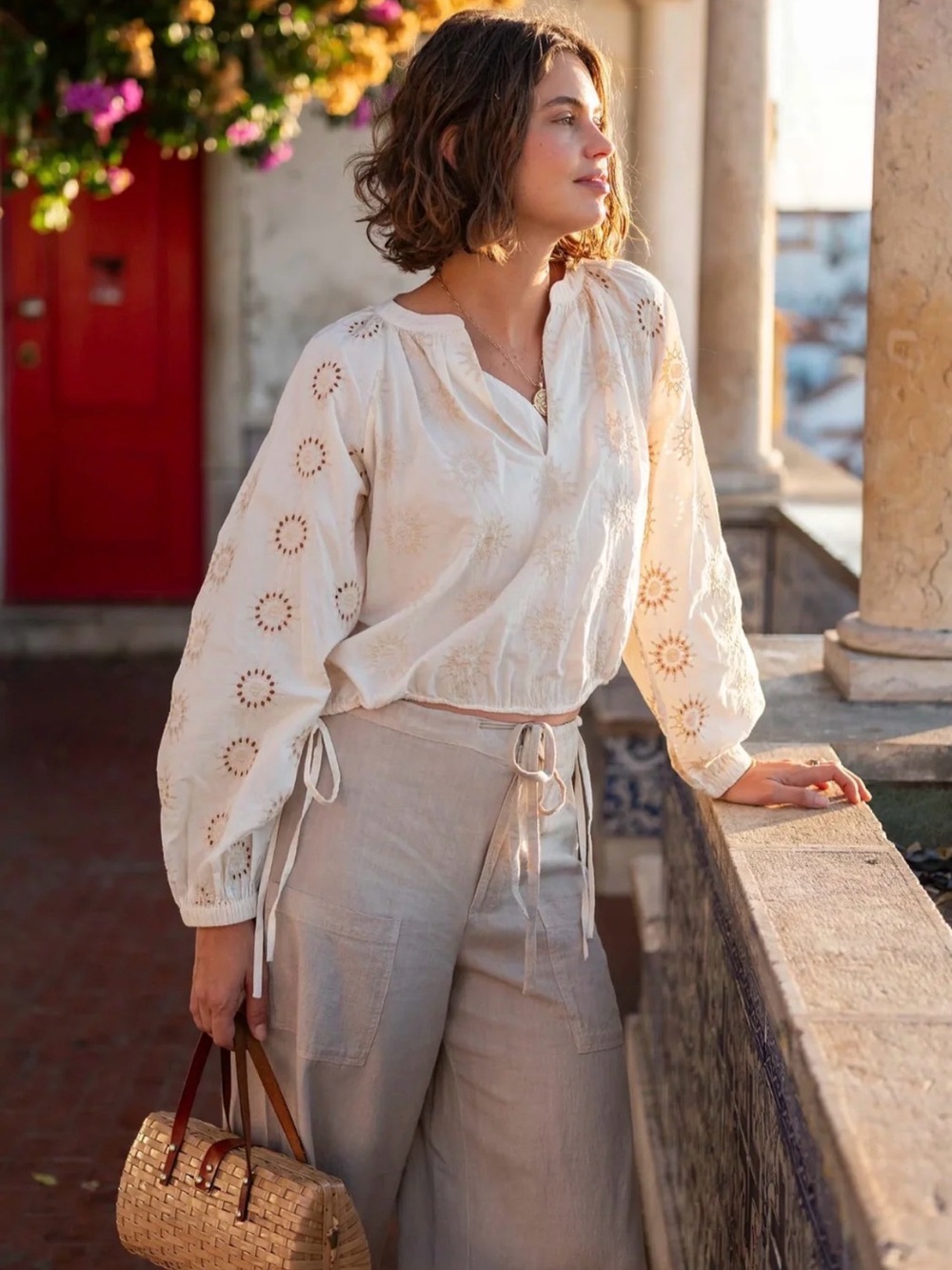 Voyageur by Mersea Poete Eyelet Top Cream Size Small EUC
